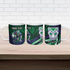 Personalised New Zealand Warriors Ceramic Mug Polynesian Tribal Art Style With Fierce Warrior Mascot