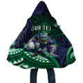 Personalised New Zealand Warriors Cloak Polynesian Tribal Art Style With Fierce Warrior Mascot