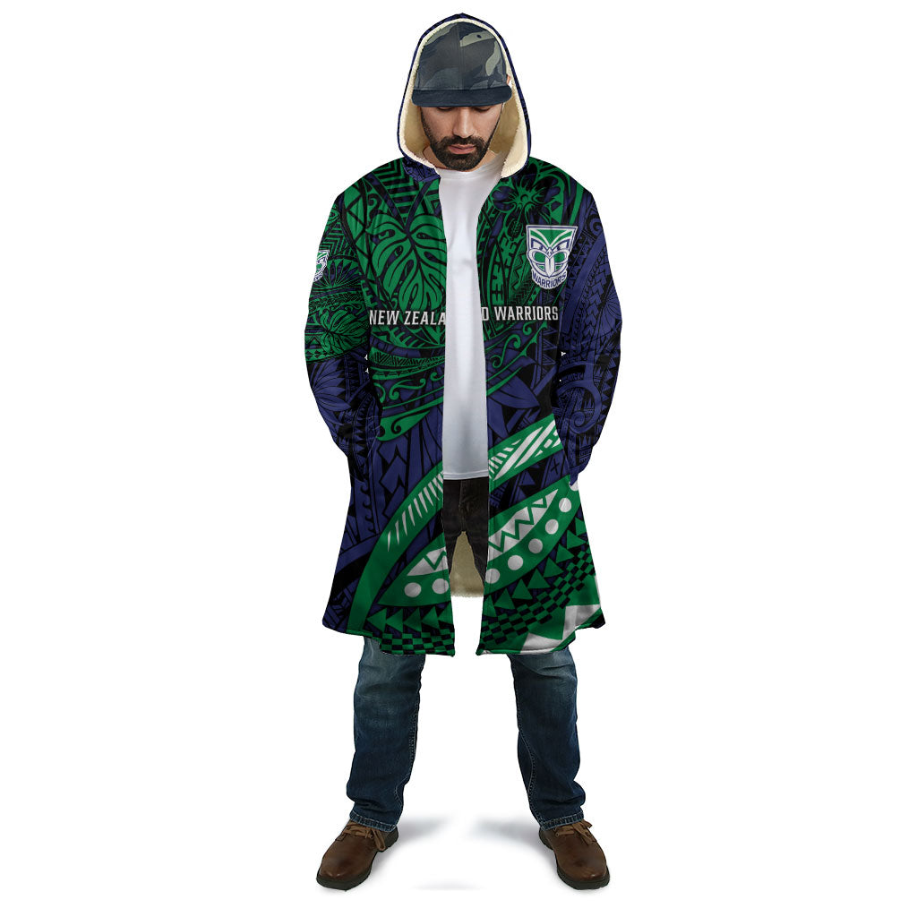 Personalised New Zealand Warriors Cloak Polynesian Tribal Art Style With Fierce Warrior Mascot