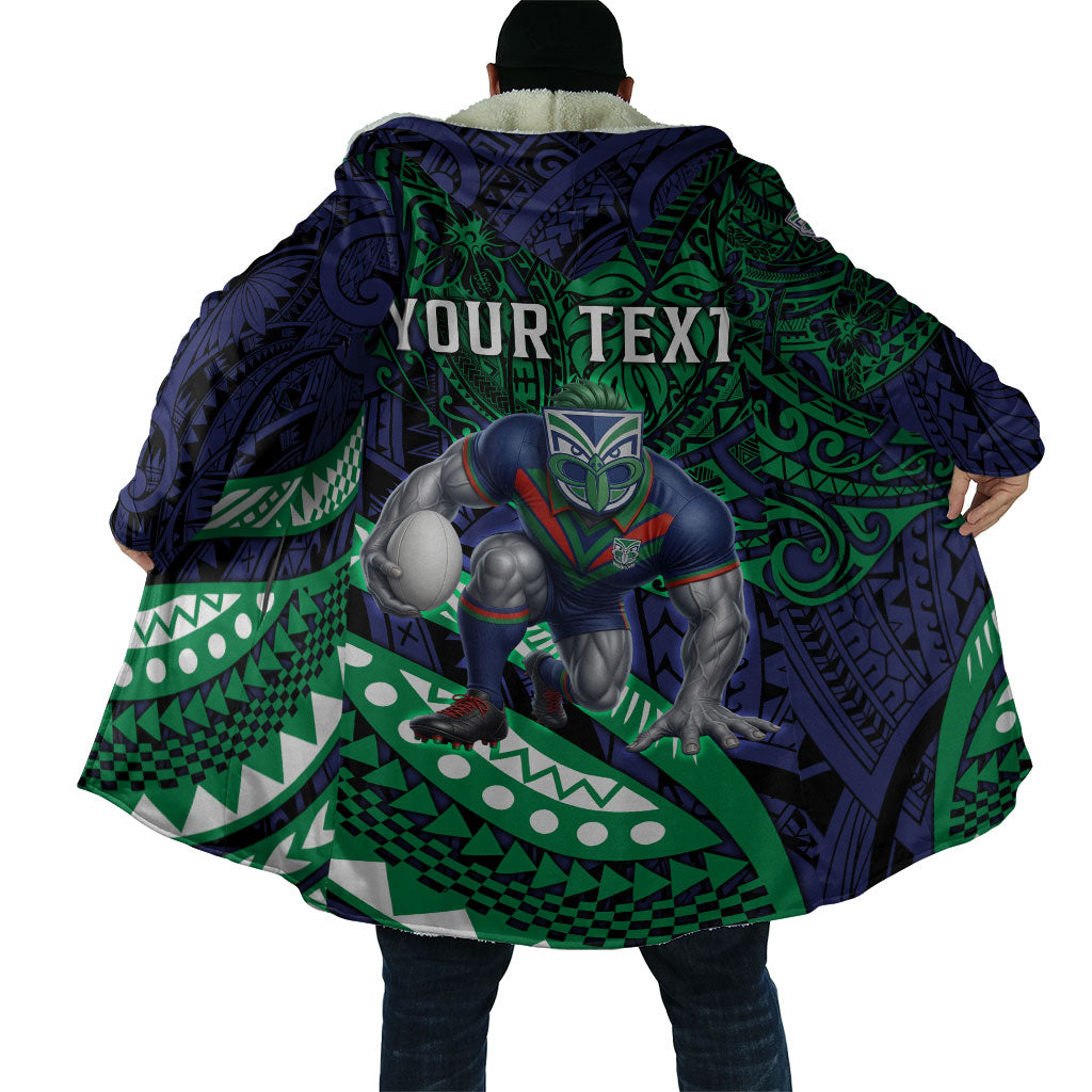 Personalised New Zealand Warriors Cloak Polynesian Tribal Art Style With Fierce Warrior Mascot