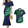 Personalised New Zealand Warriors Couples Matching Mermaid Dress and Hawaiian Shirt Polynesian Tribal Art Style With Fierce Warrior Mascot