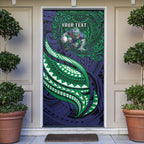 Personalised New Zealand Warriors Door Cover Polynesian Tribal Art Style With Fierce Warrior Mascot