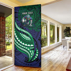 Personalised New Zealand Warriors Door Cover Polynesian Tribal Art Style With Fierce Warrior Mascot