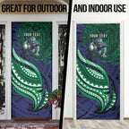 Personalised New Zealand Warriors Door Cover Polynesian Tribal Art Style With Fierce Warrior Mascot