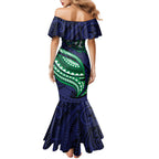 Personalised New Zealand Warriors Family Matching Mermaid Dress and Hawaiian Shirt Polynesian Tribal Art Style With Fierce Warrior Mascot