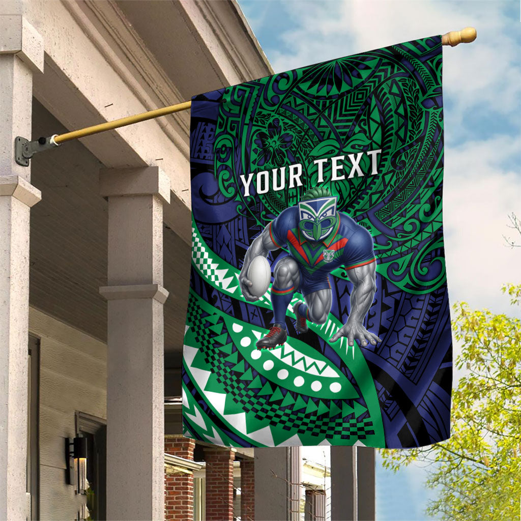 Personalised New Zealand Warriors Garden Flag Polynesian Tribal Art Style With Fierce Warrior Mascot