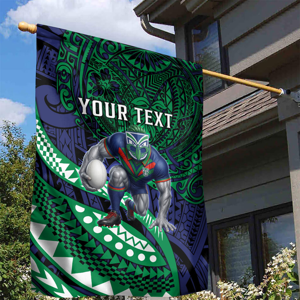 Personalised New Zealand Warriors Garden Flag Polynesian Tribal Art Style With Fierce Warrior Mascot