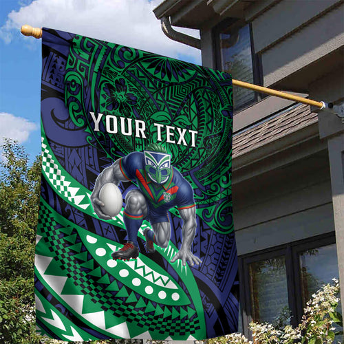 Personalised New Zealand Warriors Garden Flag Polynesian Tribal Art Style With Fierce Warrior Mascot
