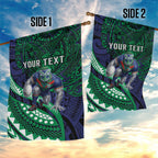 Personalised New Zealand Warriors Garden Flag Polynesian Tribal Art Style With Fierce Warrior Mascot