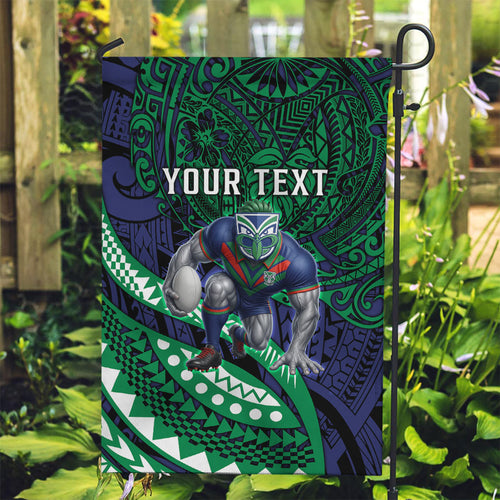 Personalised New Zealand Warriors Garden Flag Polynesian Tribal Art Style With Fierce Warrior Mascot