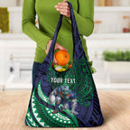 Personalised New Zealand Warriors Grocery Bag Polynesian Tribal Art Style With Fierce Warrior Mascot