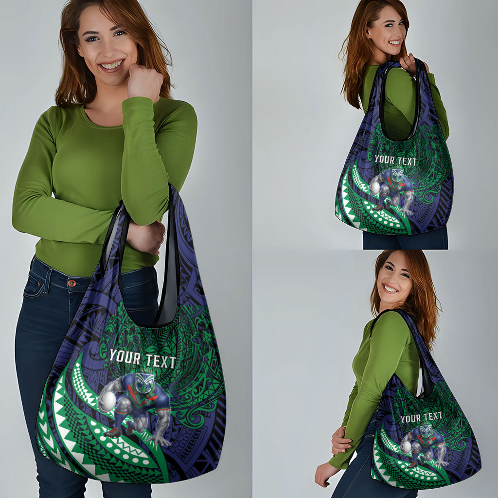 Personalised New Zealand Warriors Grocery Bag Polynesian Tribal Art Style With Fierce Warrior Mascot