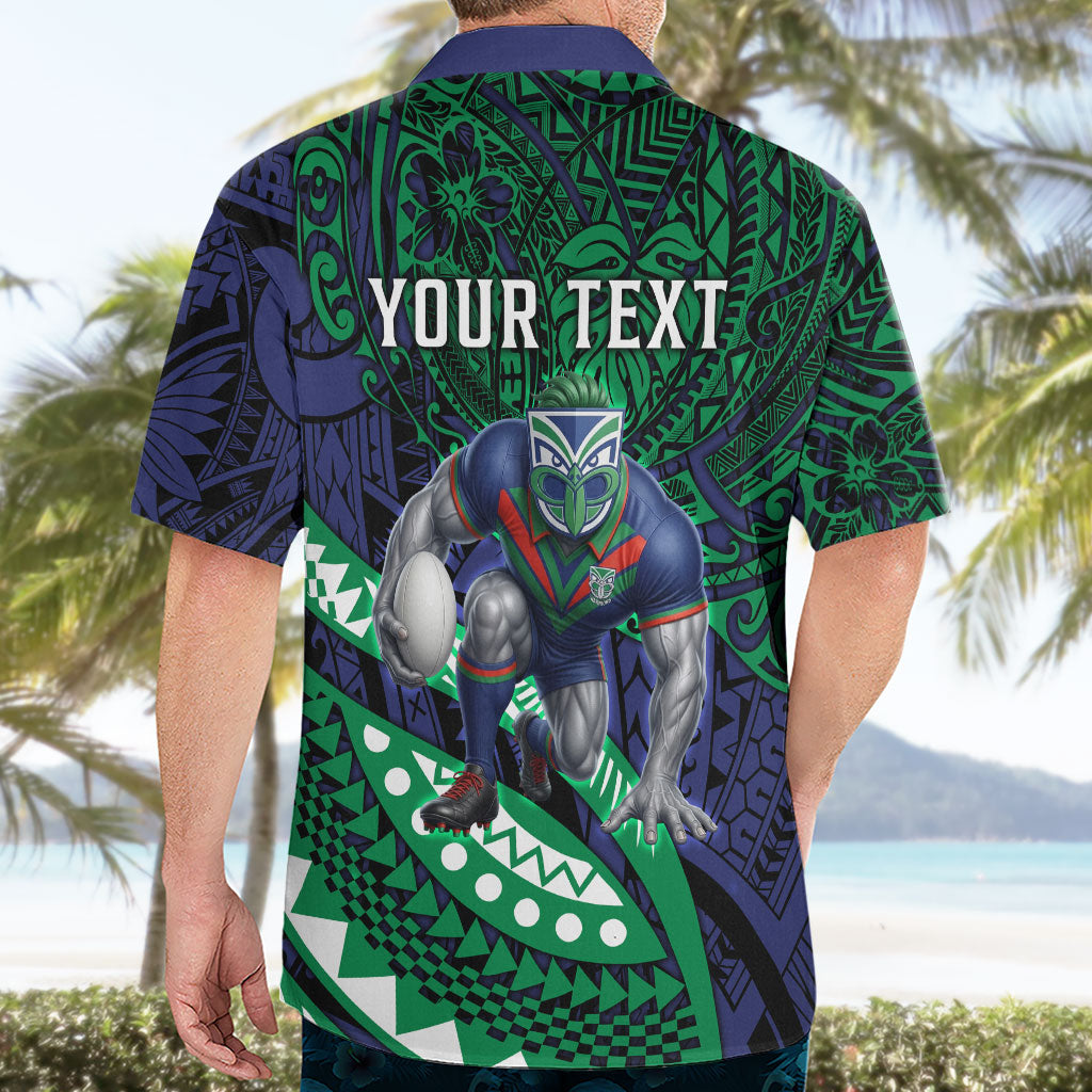 Personalised New Zealand Warriors Hawaiian Shirt Polynesian Tribal Art Style With Fierce Warrior Mascot