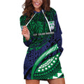 Personalised New Zealand Warriors Hoodie Dress Polynesian Tribal Art Style With Fierce Warrior Mascot
