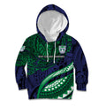 Personalised New Zealand Warriors Kid Hoodie Polynesian Tribal Art Style With Fierce Warrior Mascot
