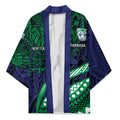 Personalised New Zealand Warriors Kimono Polynesian Tribal Art Style With Fierce Warrior Mascot