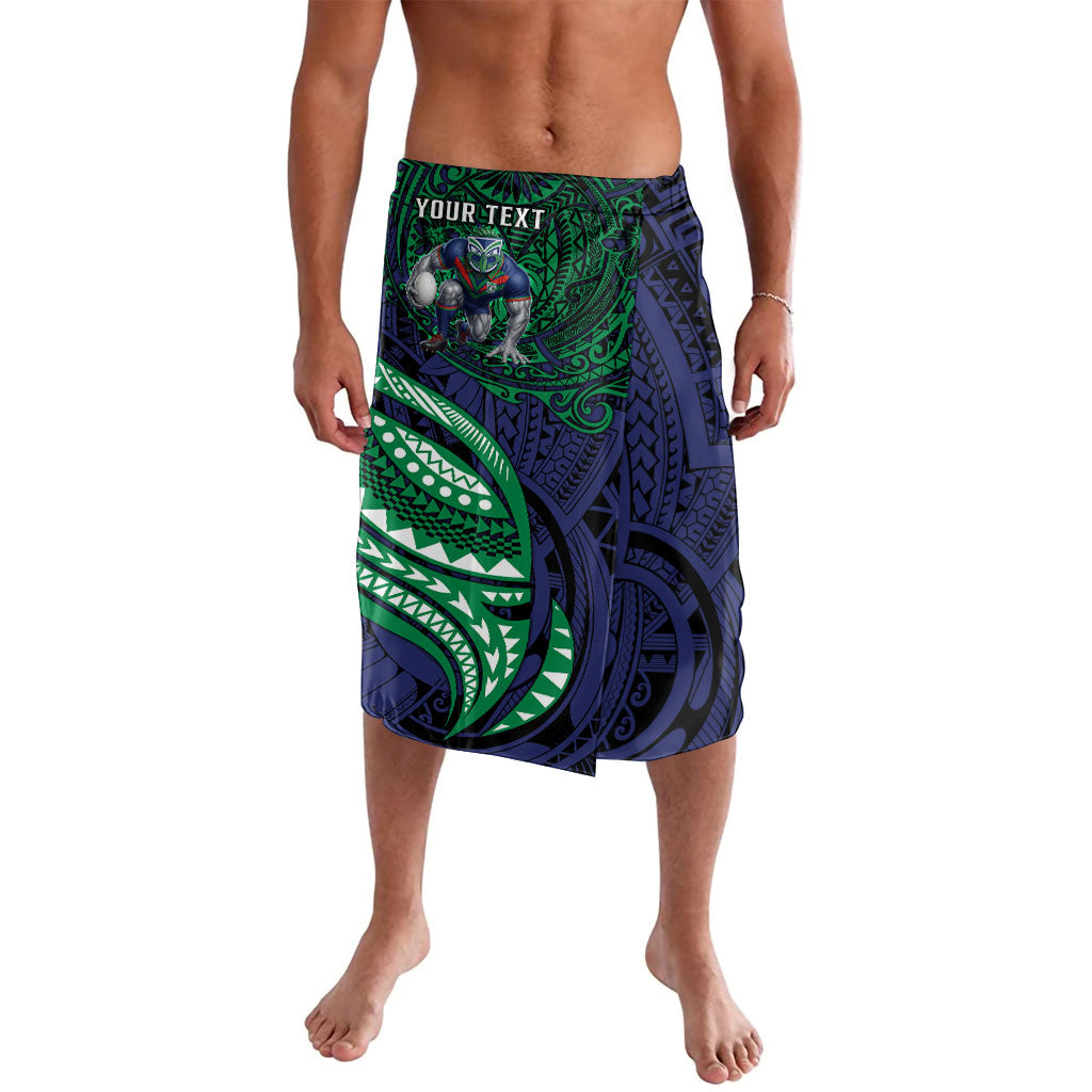 Personalised New Zealand Warriors Lavalava Polynesian Tribal Art Style With Fierce Warrior Mascot
