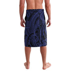 Personalised New Zealand Warriors Lavalava Polynesian Tribal Art Style With Fierce Warrior Mascot