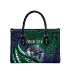 Personalised New Zealand Warriors Leather Bag Polynesian Tribal Art Style With Fierce Warrior Mascot