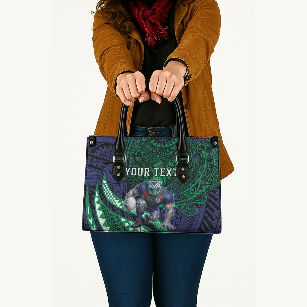 Personalised New Zealand Warriors Leather Bag Polynesian Tribal Art Style With Fierce Warrior Mascot