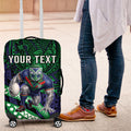 Personalised New Zealand Warriors Luggage Cover Polynesian Tribal Art Style With Fierce Warrior Mascot