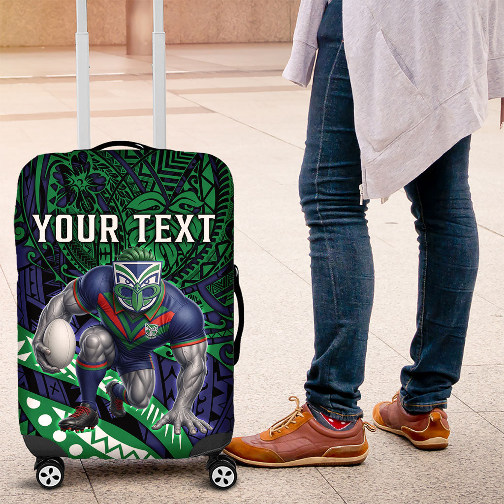 Personalised New Zealand Warriors Luggage Cover Polynesian Tribal Art Style With Fierce Warrior Mascot