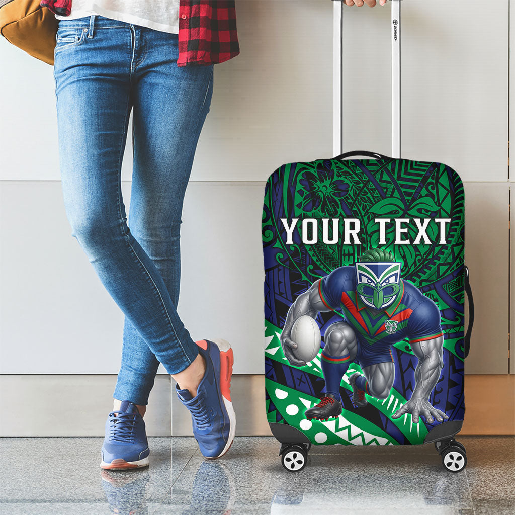 Personalised New Zealand Warriors Luggage Cover Polynesian Tribal Art Style With Fierce Warrior Mascot