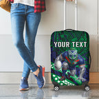 Personalised New Zealand Warriors Luggage Cover Polynesian Tribal Art Style With Fierce Warrior Mascot
