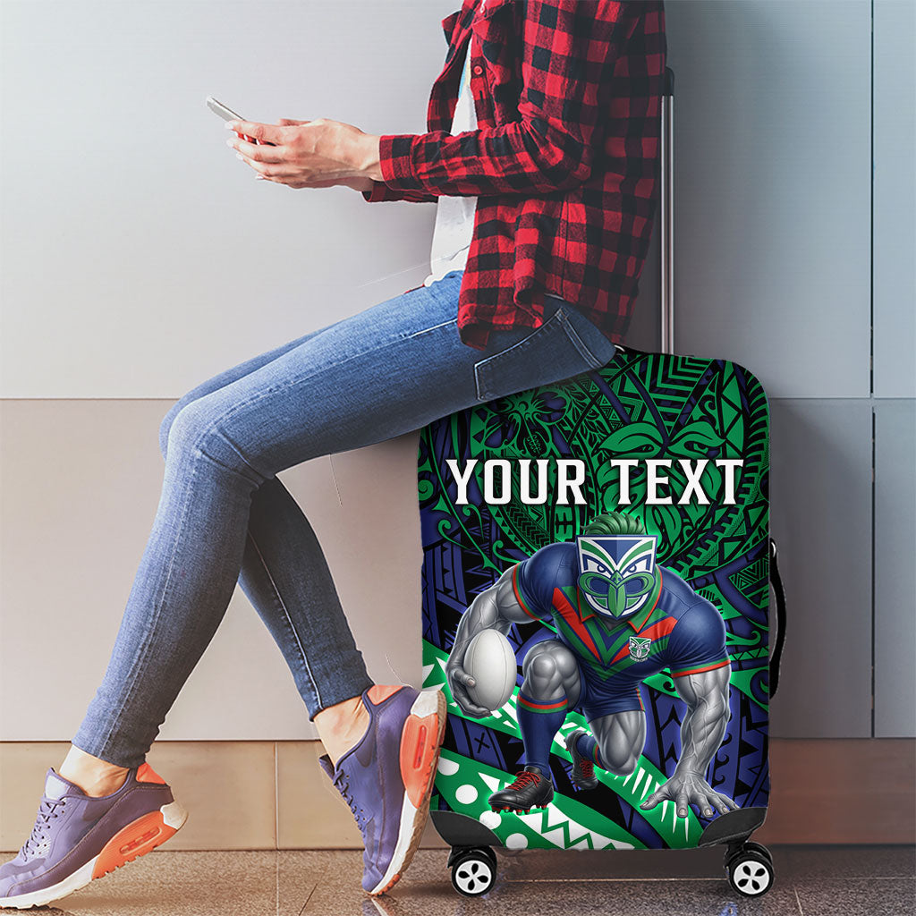 Personalised New Zealand Warriors Luggage Cover Polynesian Tribal Art Style With Fierce Warrior Mascot