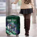Personalised New Zealand Warriors Luggage Cover Polynesian Tribal Art Style With Fierce Warrior Mascot