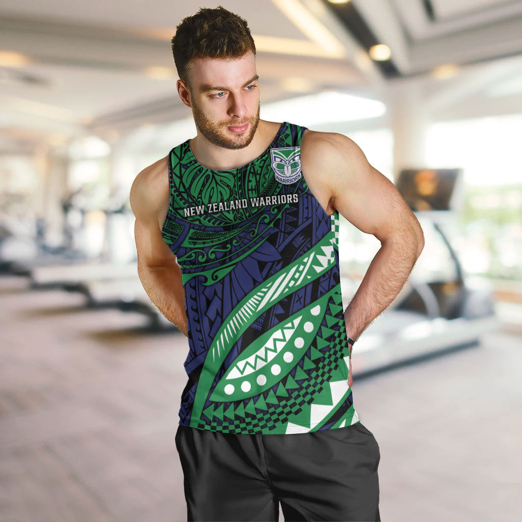 Personalised New Zealand Warriors Men Tank Top Polynesian Tribal Art Style With Fierce Warrior Mascot