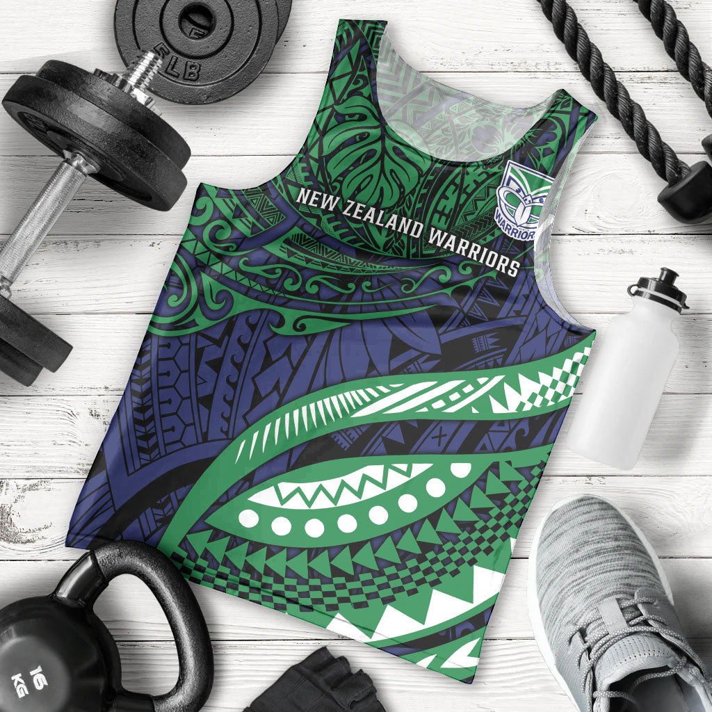 Personalised New Zealand Warriors Men Tank Top Polynesian Tribal Art Style With Fierce Warrior Mascot