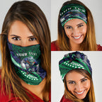 Personalised New Zealand Warriors Neck Gaiter Polynesian Tribal Art Style With Fierce Warrior Mascot