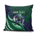 Personalised New Zealand Warriors Pillow Cover Polynesian Tribal Art Style With Fierce Warrior Mascot