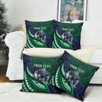 Personalised New Zealand Warriors Pillow Cover Polynesian Tribal Art Style With Fierce Warrior Mascot