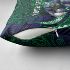 Personalised New Zealand Warriors Pillow Cover Polynesian Tribal Art Style With Fierce Warrior Mascot