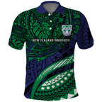 Personalised New Zealand Warriors Polo Shirt Polynesian Tribal Art Style With Fierce Warrior Mascot