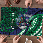 Personalised New Zealand Warriors Puzzle Polynesian Tribal Art Style With Fierce Warrior Mascot
