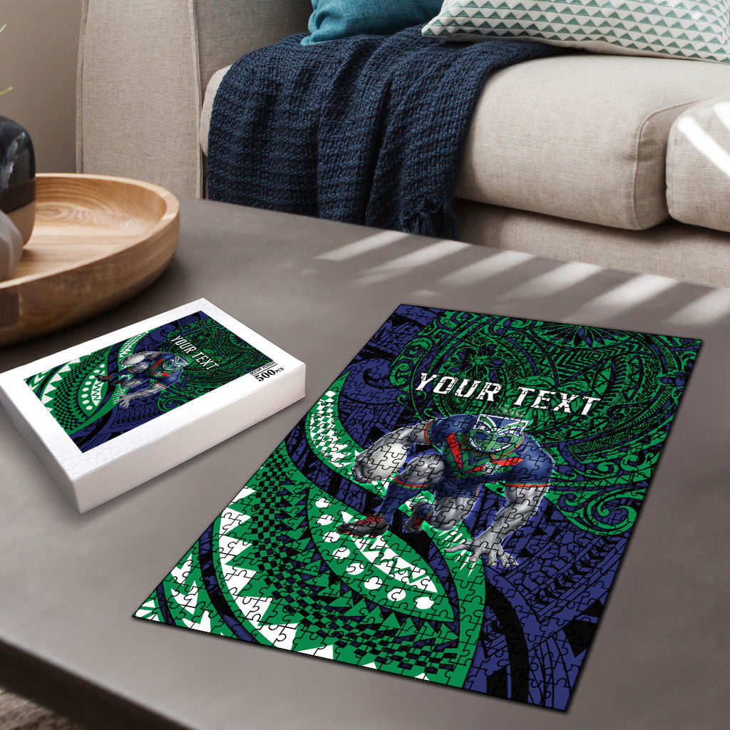 Personalised New Zealand Warriors Puzzle Polynesian Tribal Art Style With Fierce Warrior Mascot