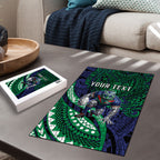 Personalised New Zealand Warriors Puzzle Polynesian Tribal Art Style With Fierce Warrior Mascot