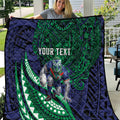 Personalised New Zealand Warriors Quilt Polynesian Tribal Art Style With Fierce Warrior Mascot