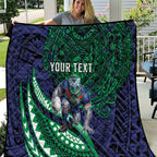 Personalised New Zealand Warriors Quilt Polynesian Tribal Art Style With Fierce Warrior Mascot