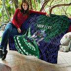 Personalised New Zealand Warriors Quilt Polynesian Tribal Art Style With Fierce Warrior Mascot