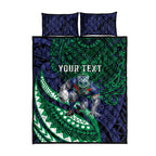 Personalised New Zealand Warriors Quilt Bed Set Polynesian Tribal Art Style With Fierce Warrior Mascot