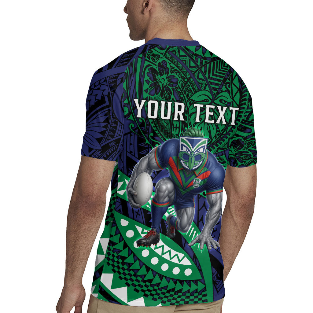 Personalised New Zealand Warriors Rugby Jersey Polynesian Tribal Art Style With Fierce Warrior Mascot