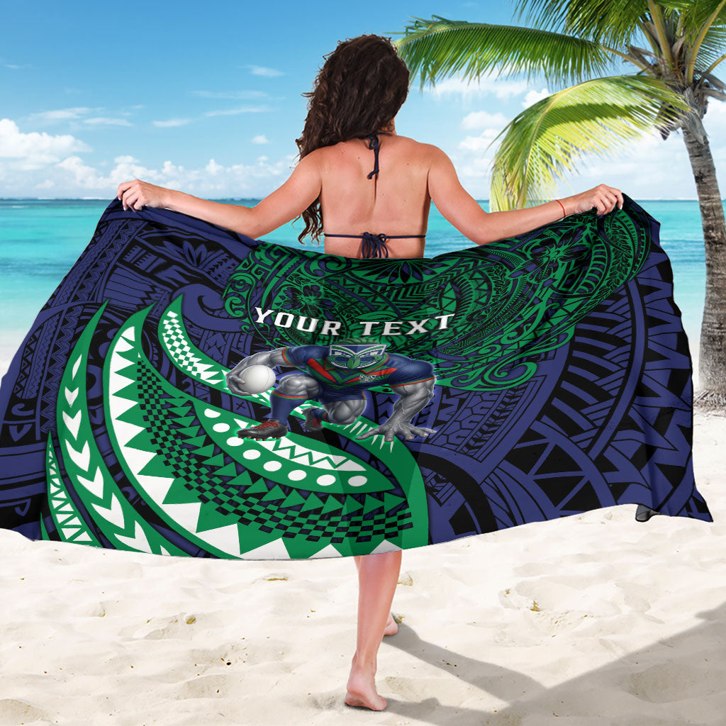Personalised New Zealand Warriors Sarong Polynesian Tribal Art Style With Fierce Warrior Mascot