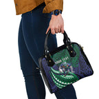 Personalised New Zealand Warriors Shoulder Handbag Polynesian Tribal Art Style With Fierce Warrior Mascot