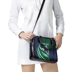 Personalised New Zealand Warriors Shoulder Handbag Polynesian Tribal Art Style With Fierce Warrior Mascot