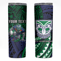 Personalised New Zealand Warriors Skinny Tumbler Polynesian Tribal Art Style With Fierce Warrior Mascot