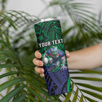Personalised New Zealand Warriors Skinny Tumbler Polynesian Tribal Art Style With Fierce Warrior Mascot